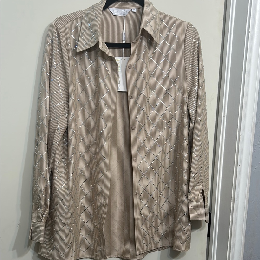 Beige Striped Women's Top